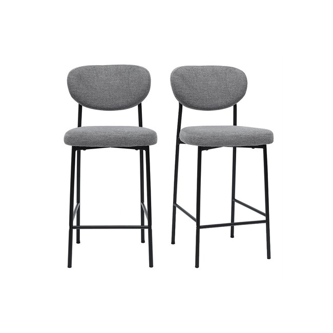 Tabourets de bar fixes en tissu effet velours texturé vert céladon H65 cm (lot de 2) BREKA - MILIBOO