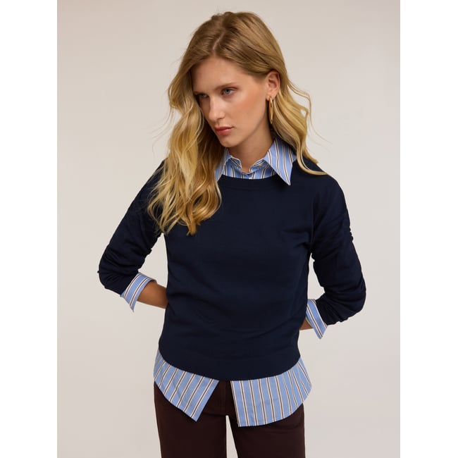 Pull en viscose bleu <span itemprop=
