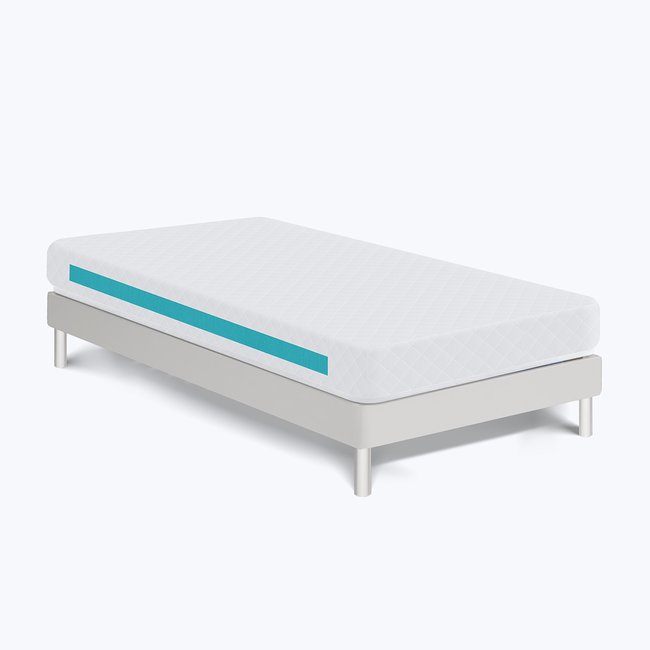 Ensemble Essentiel 1P, matelas H16 mémoire de forme, oreiller, sommier Couleur gris foncé <span itemprop=