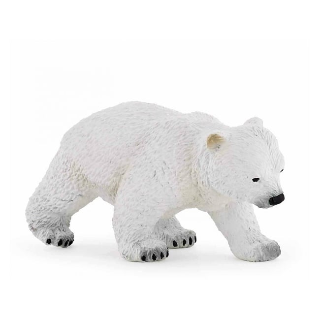 Figurine Bébé ours polaire marchant blanc <span itemprop=