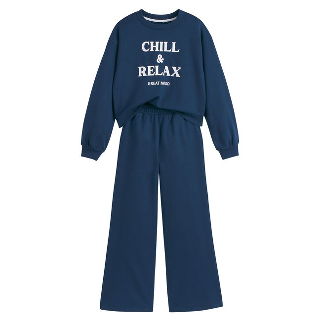 Sweatshirt joggers outfit navy blue La Redoute Collections La Redoute