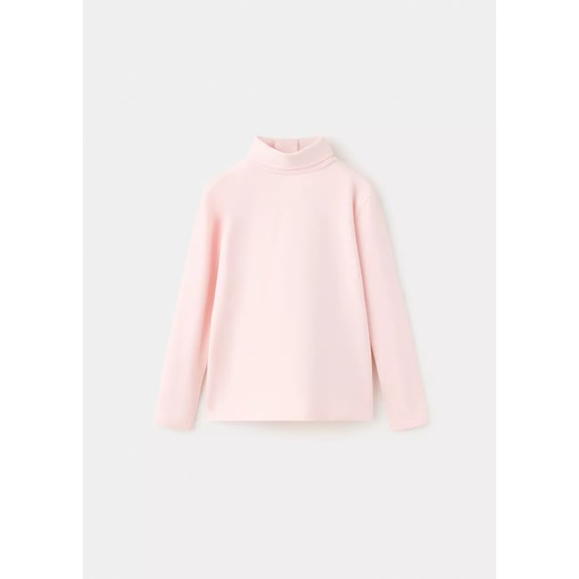 T-shirt en coton à col roulé rose <span itemprop=
