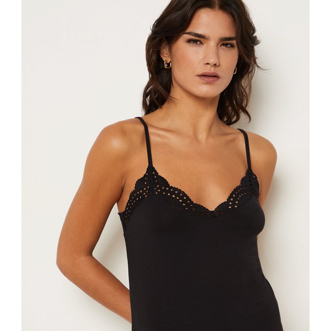 Haut de pyjama caraco Joséphine noir <span itemprop=