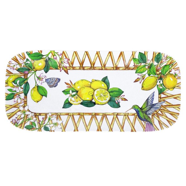 Plat à cake Capri 37,5 cm Couleur citrons jaunes - collection carpi <span itemprop=