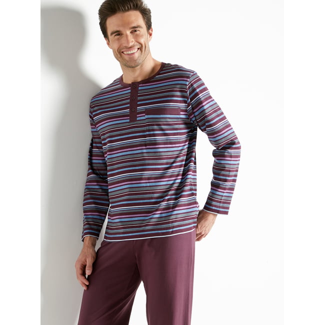 Pyjama rayé prune <span itemprop=