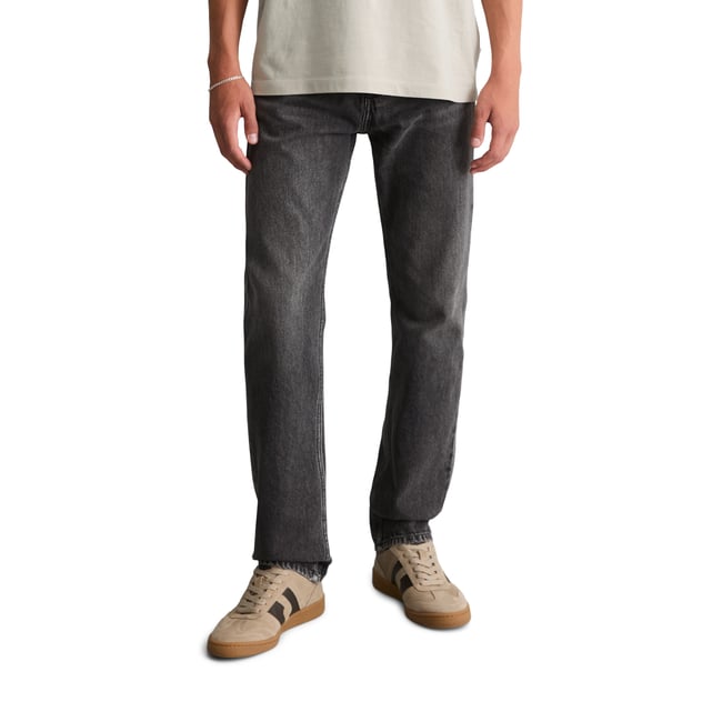 Jeans modèle Sverre droit en pur coton bio gris <span itemprop=