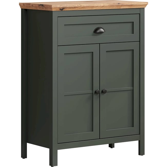 Commode collection FOREELLS plateau chêne Couleur vert foncé et chêne evoke <span itemprop=
