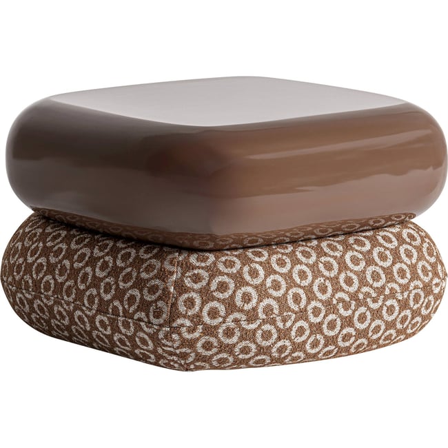 Repose-pieds contemporain en bois Couleur marron brillant et motif beige <span itemprop=