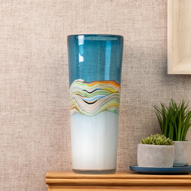 Rhian Hand-Blown Glass Vase, blue, VOYAGE MAISON