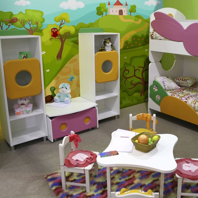 Papier peint intissé panoramique Pour enfants En chemin vers le château magique Couleur vert <span itemprop=