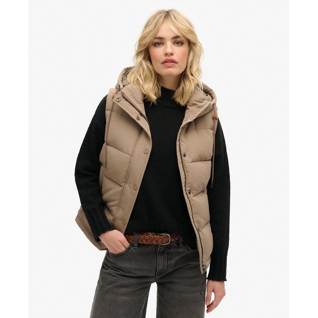 Doudoune sans manches à capuche Everest marron fossile <span itemprop=