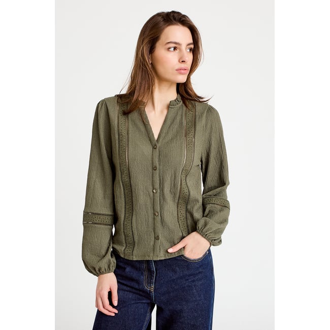 Blouse broderie col V manches longues - CACHE CACHE