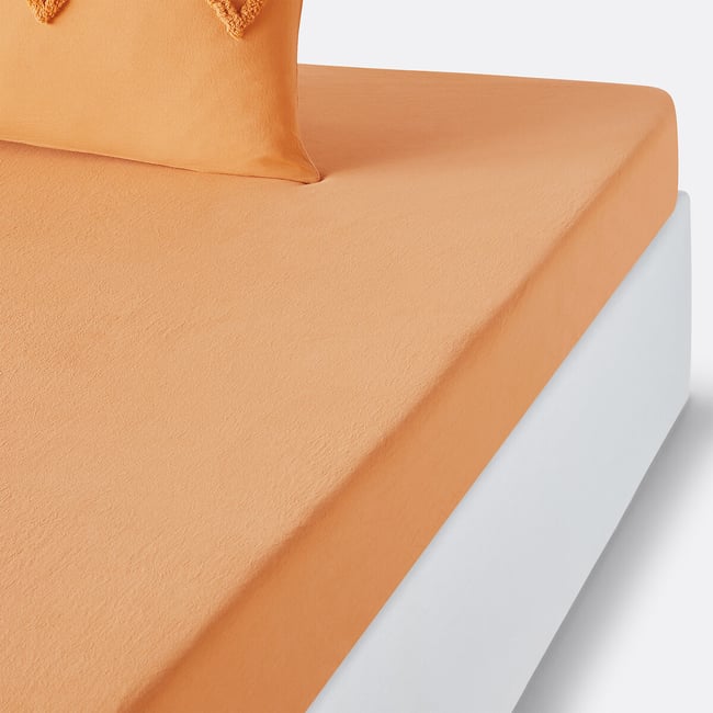 Drap housse en coton pour matelas épais, Assa ocre ocre <span itemprop=