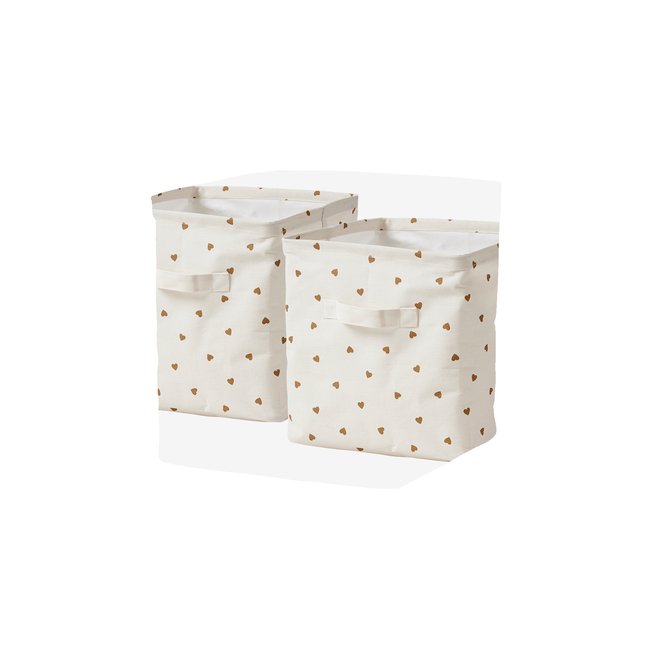 Lot de 2 bacs de rangement Essentiels Couleur blanc imprimé <span itemprop=