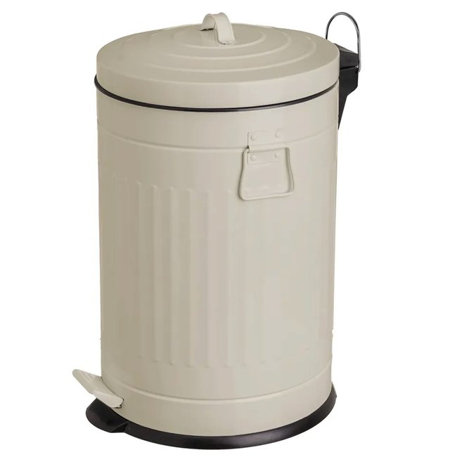 Poubelle de cuisine rétro en métal beige 20L Couleur beige <span itemprop=