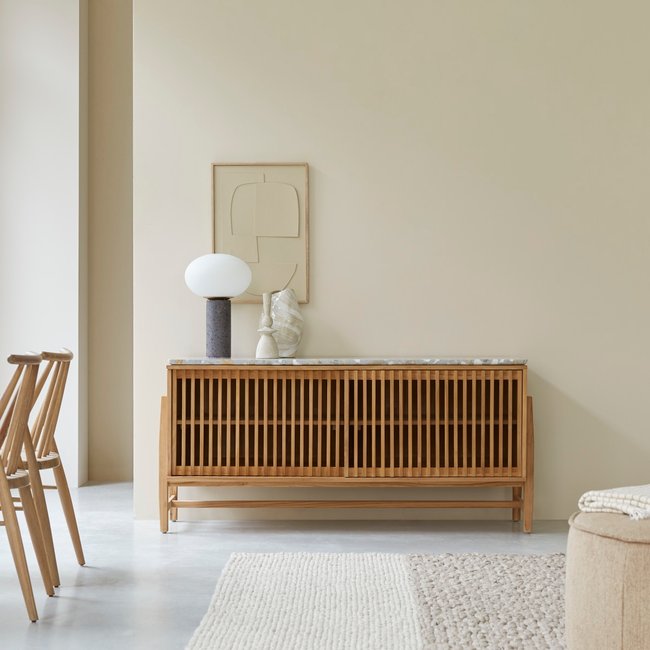 Buffet en teck massif et terrazzo premium 160 cm ISAURE Couleur naturel <span itemprop=