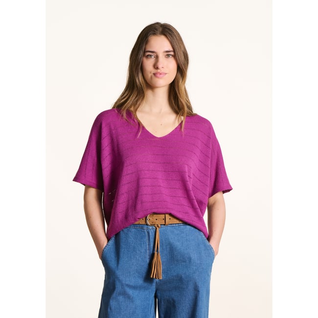 Pull oversize ajouré manches courtes - LA FEE MARABOUTEE
