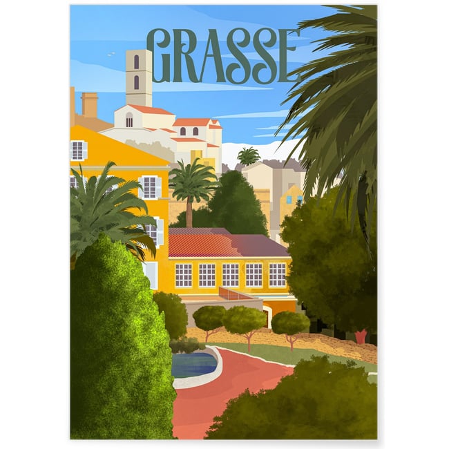 Poster ville Grasse Couleur blanc <span itemprop=