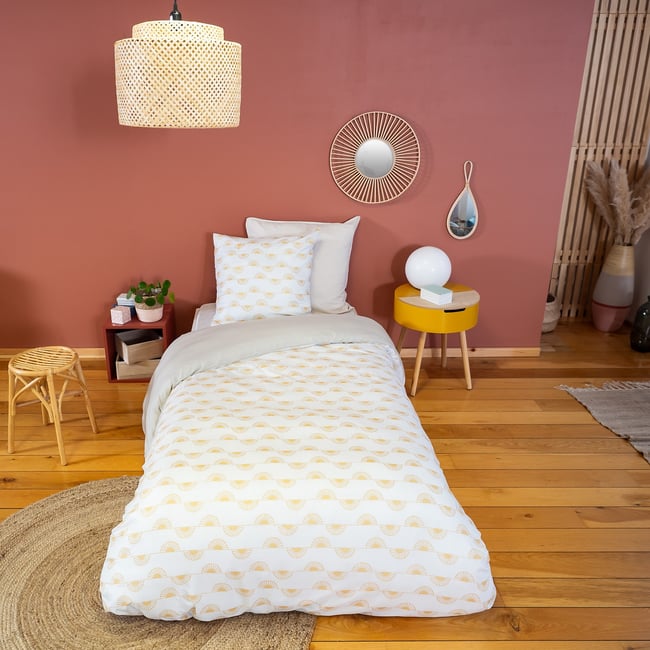 Parure de lit - housse de couette avec taies en microfibre multicolore <span itemprop=