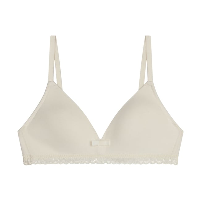 Soutien gorge paddé sans armatures, DAILY coton ecru <span itemprop=