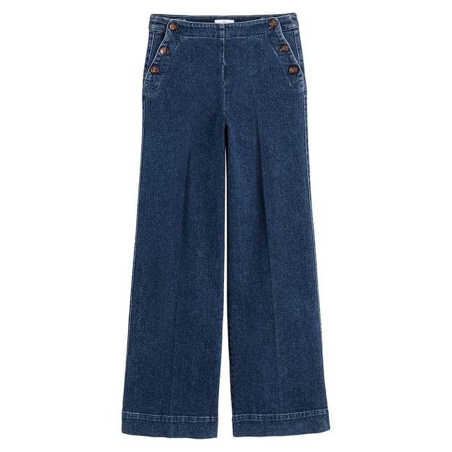 Wide Leg Sailor Jeans with High Waist, untreated, LA REDOUTE COLLECTIONS
