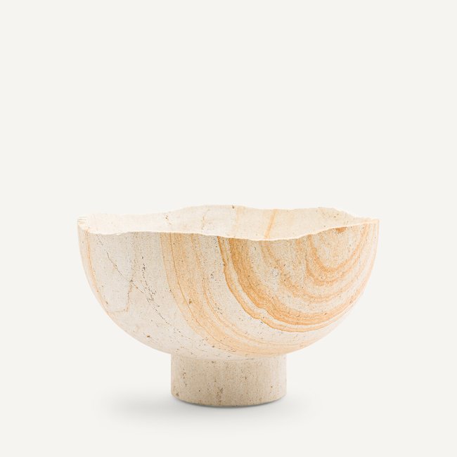 Coupelle sur pied en pierre de calcaire, Anapo Couleur naturel <span itemprop=