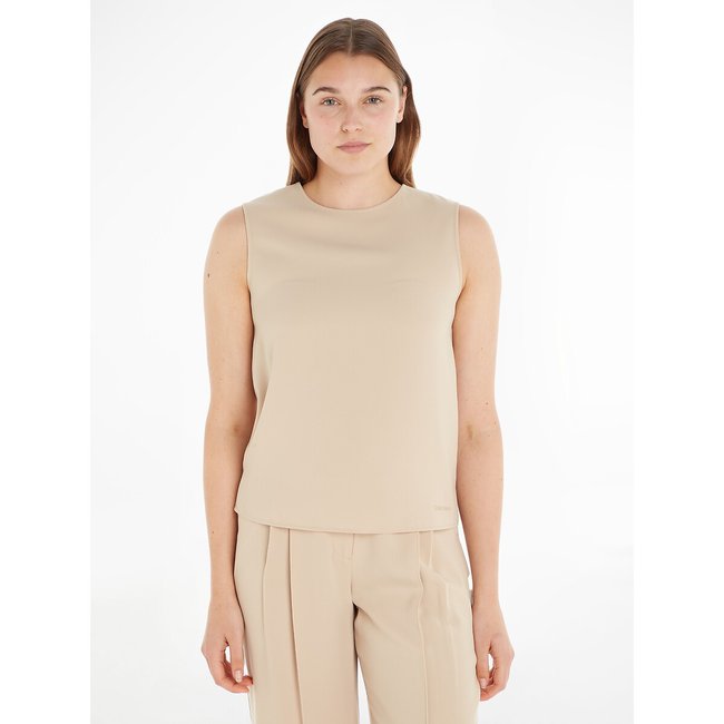 Camicetta con scollo rotondo, senza maniche beige CALVIN KLEIN