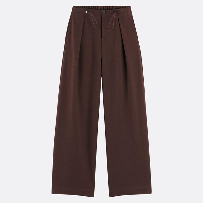 Pantalon droit et large, JIO chocolat <span itemprop=
