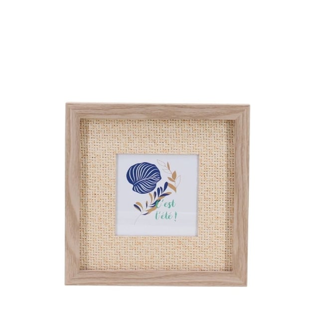 Porte photo en rotin 22x22cm Couleur beige <span itemprop=