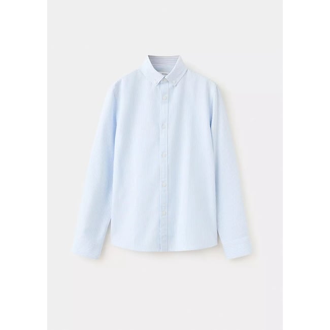 Chemise oxford rayée bleu ciel <span itemprop=