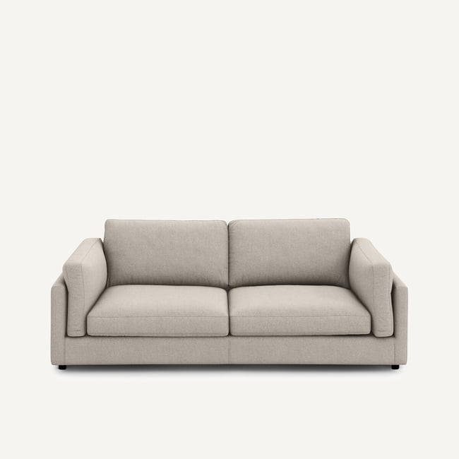 Canapé 3 places, convertible, en texturé viscose et lin, CÉSAR naturel <span itemprop=