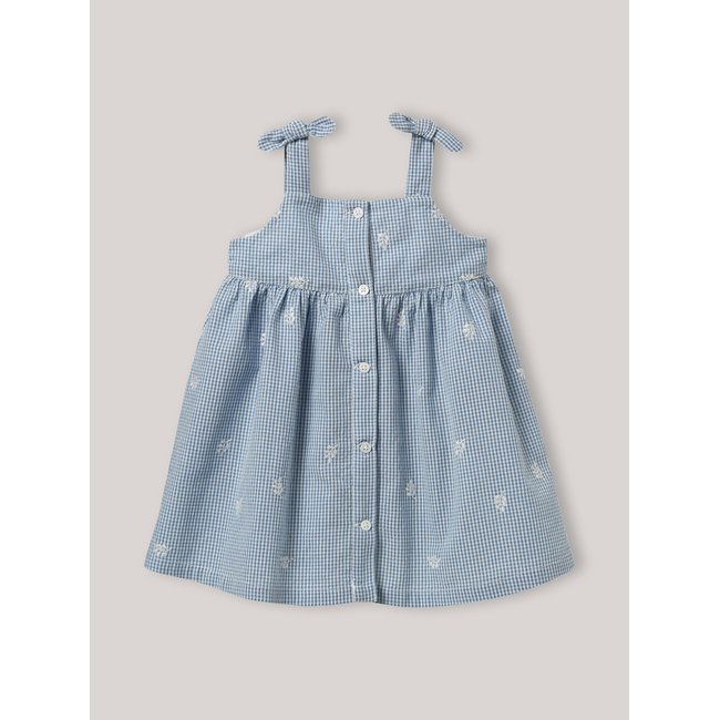 Robe vichy brodée vichy bleu <span itemprop=