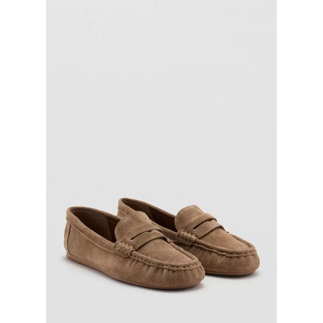 Mocassins suède détail en forme de masque marron moyen <span itemprop=