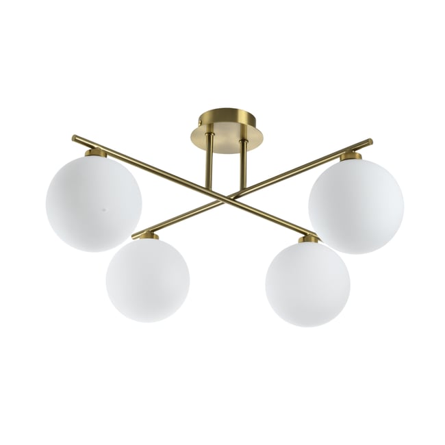 Plafonnier doré 4 globes opale - MILANOA Couleur v019843 <span itemprop=