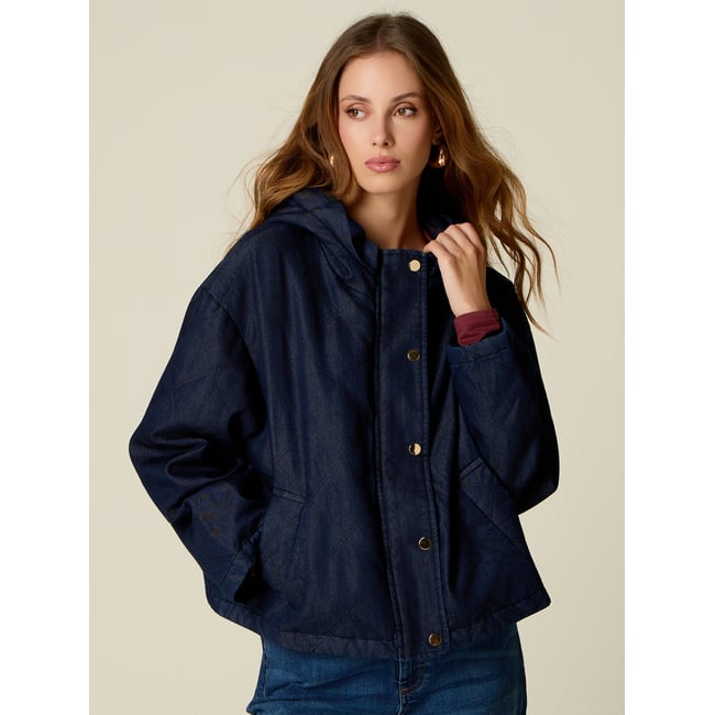 Veste matelassée avec capuche bleu <span itemprop=