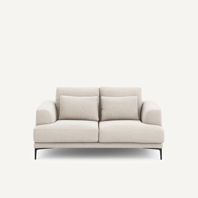 Canapé 2 places, en toile chinée, MARSILE Couleur ivoire <span itemprop=