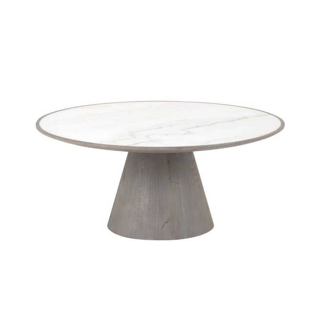 Table basse en chêne et marbre D80 cm - MAFRA Couleur bois clair <span itemprop=