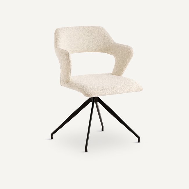 Fauteuil de table pivotant, bouclette, Asyar craie AM.PM
