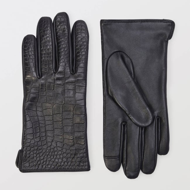 Gants en cuir imitation crocodile - MONOPRIX