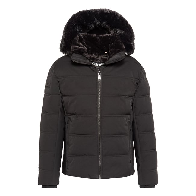 Parka à capuche et col en imitation fourrure noir <span itemprop=