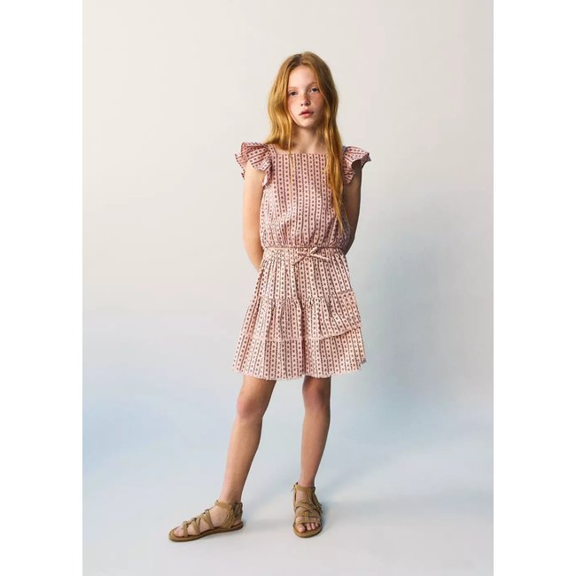 Jupe imprimée volants rose <span itemprop=