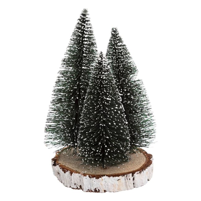 Sapins de table doré sur rondin H20cm - FEERIC LIGHTS & CHRISTMAS