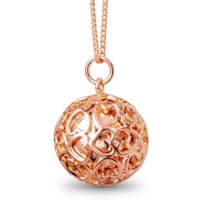 Bola de grossesse Collier, Cage de coeurs rose <span itemprop=