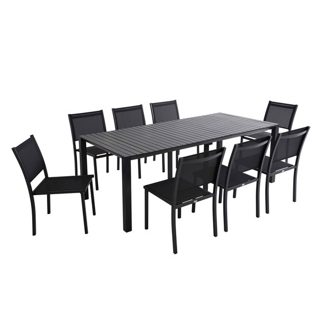 Table de jardin extensible et 8 chaises en aluminium, EXTENSIA - OVIALA