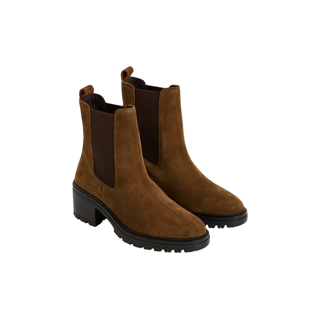 Bottines en croûte de cuir marron <span itemprop=