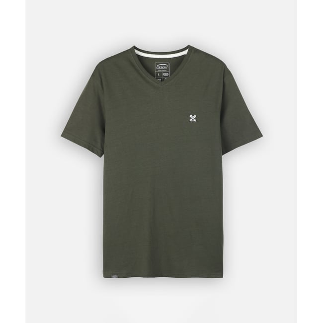 Tee-shirt uni col V 4flo brodé TIVE v002239 <span itemprop=