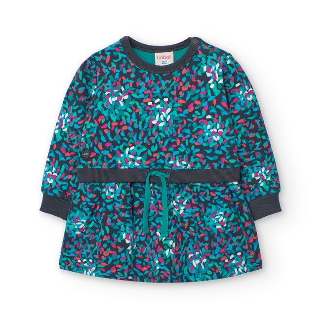 Robe avec ceinture cordon et petit imprimé multicolore <span itemprop=