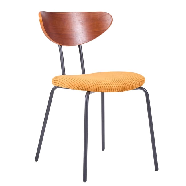 Lot de 2 chaises de salle à manger en bois, métal et tissu, NIBE Couleur jaune moutarde <span itemprop=