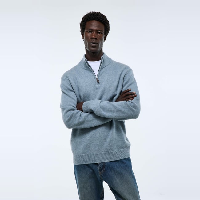 Pull col camionneur en cachemire fog <span itemprop=