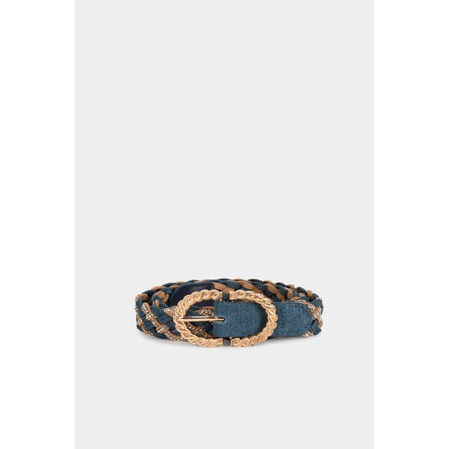 Ceinture en jean tressée jean <span itemprop=